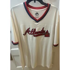 MLB Atlanta Braces Majestic Shirt Jersey Women's SZ: 2XL White